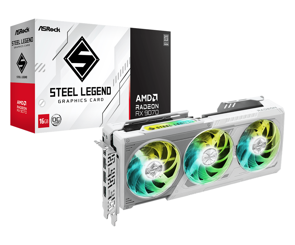 Radeon RX 9070 Steel Legend 16GB OC Product Photo